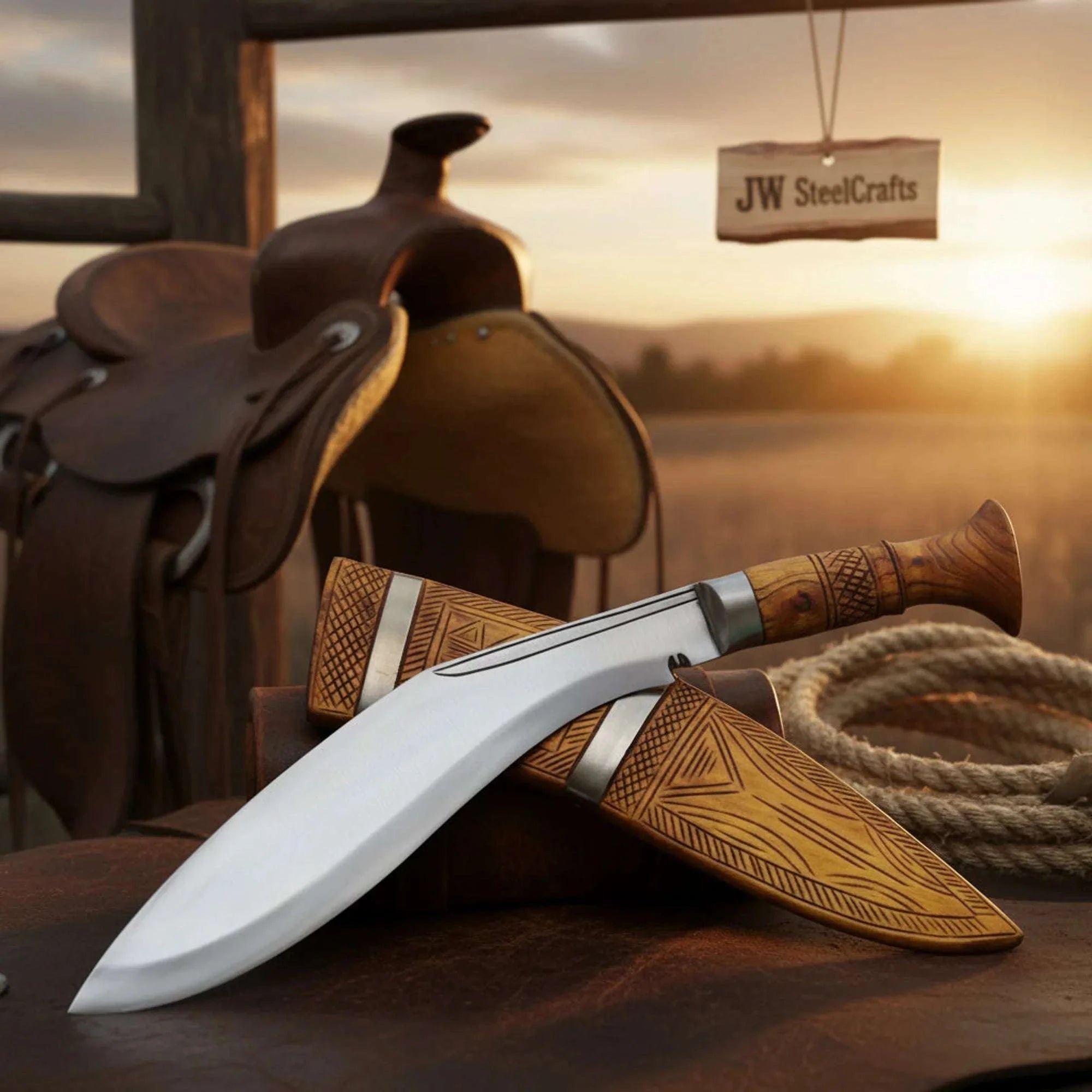 Palmarius Outdoors Authentic Hand-Forged Nepalese Khukuri knife 15" with Rosewood Handle 
