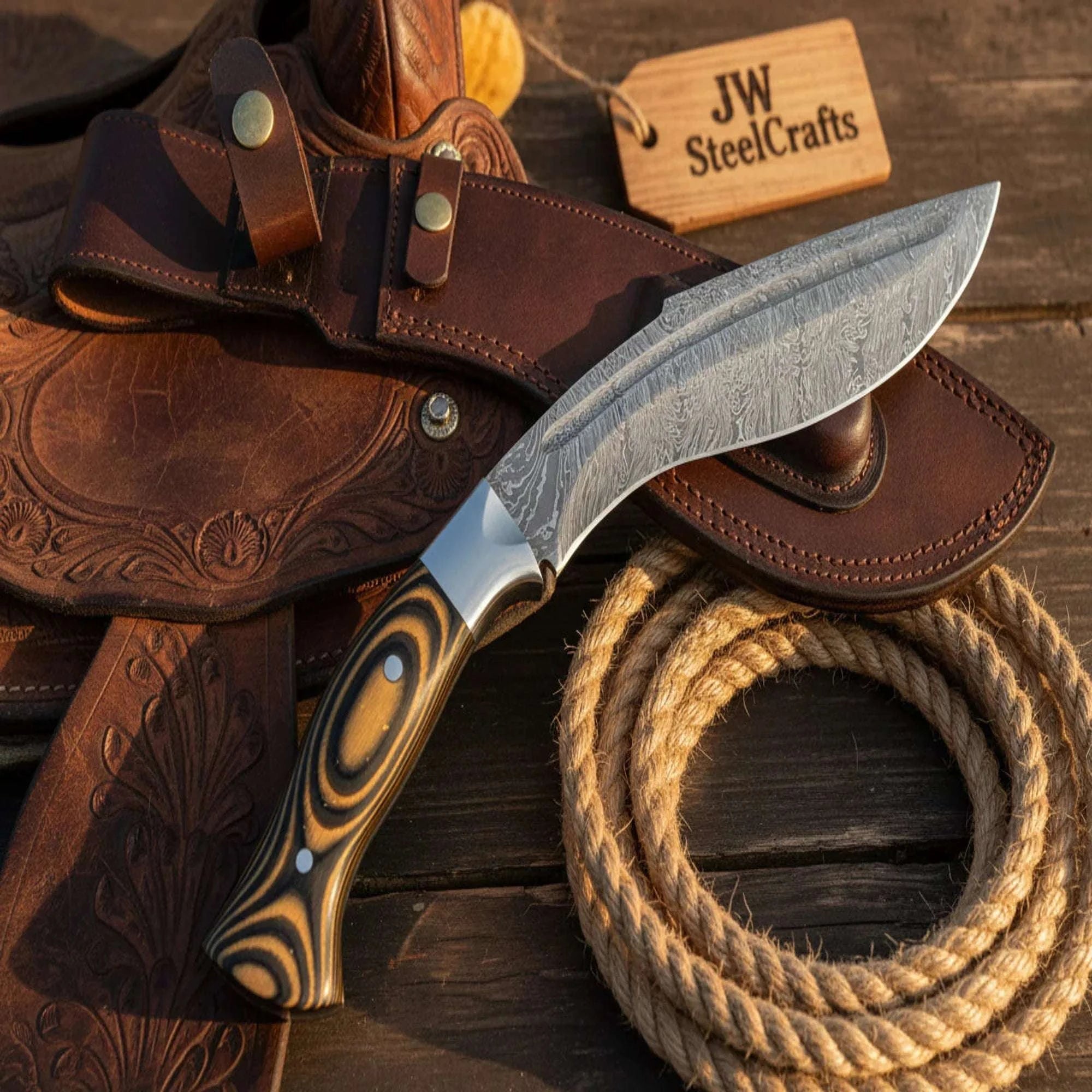 Palmarius Outdoors Tracker Kukri Knife with Micarta Handle and Steel Bolster Tracker Knife