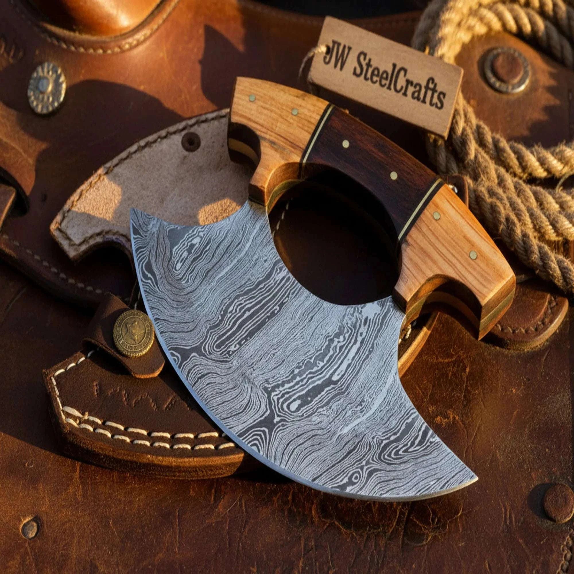 Palmarius Outdoors Shard Alaskan Ulu Knife with Olive Wood and Rosewood Handle Ulu knife