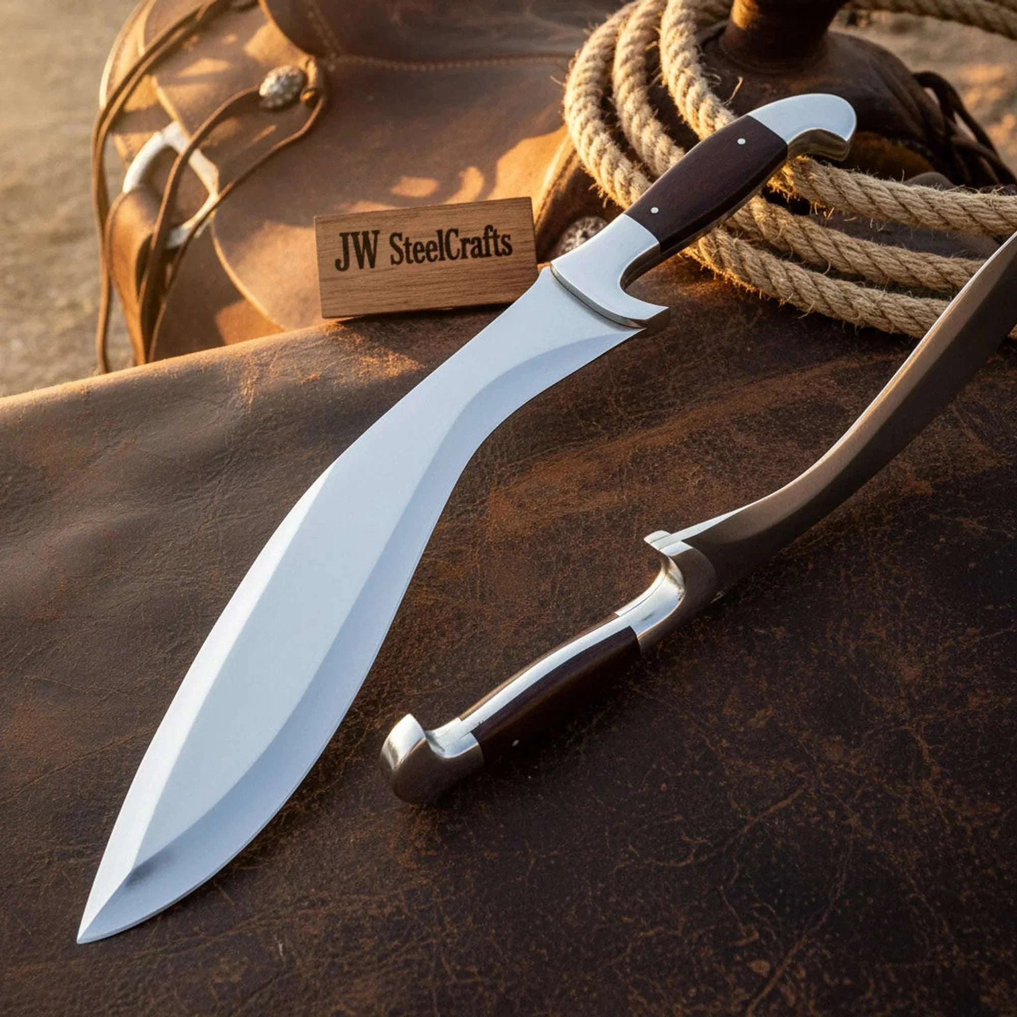 Palmarius Outdoors Full-Tang Gurkha Kukri with Carbon Steel Blade and Steel Guard Bolster Kukri Knife