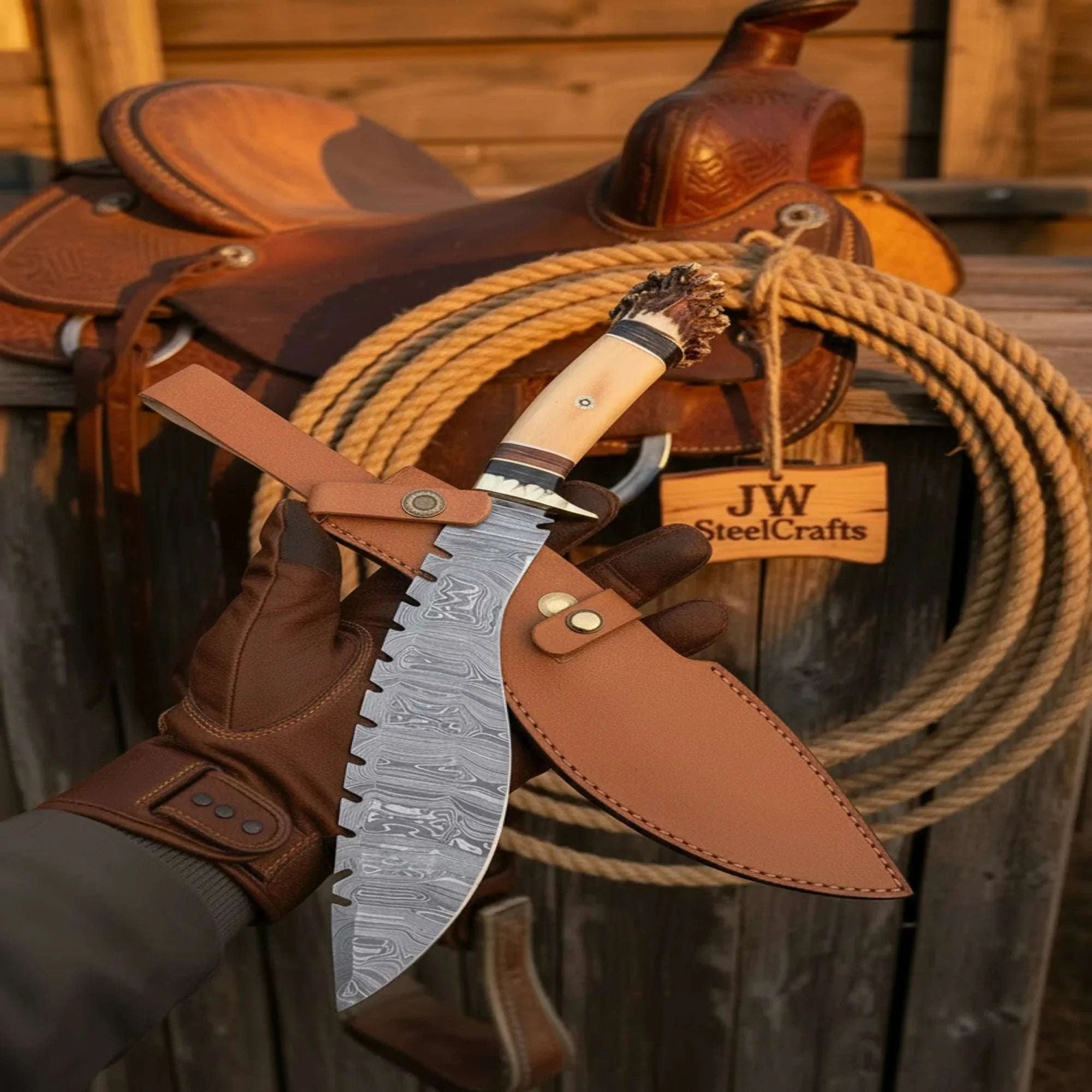 Palmarius Outdoors Chainpure Kukri with Camel Bone and Stag Horn Handle Kukri Knife