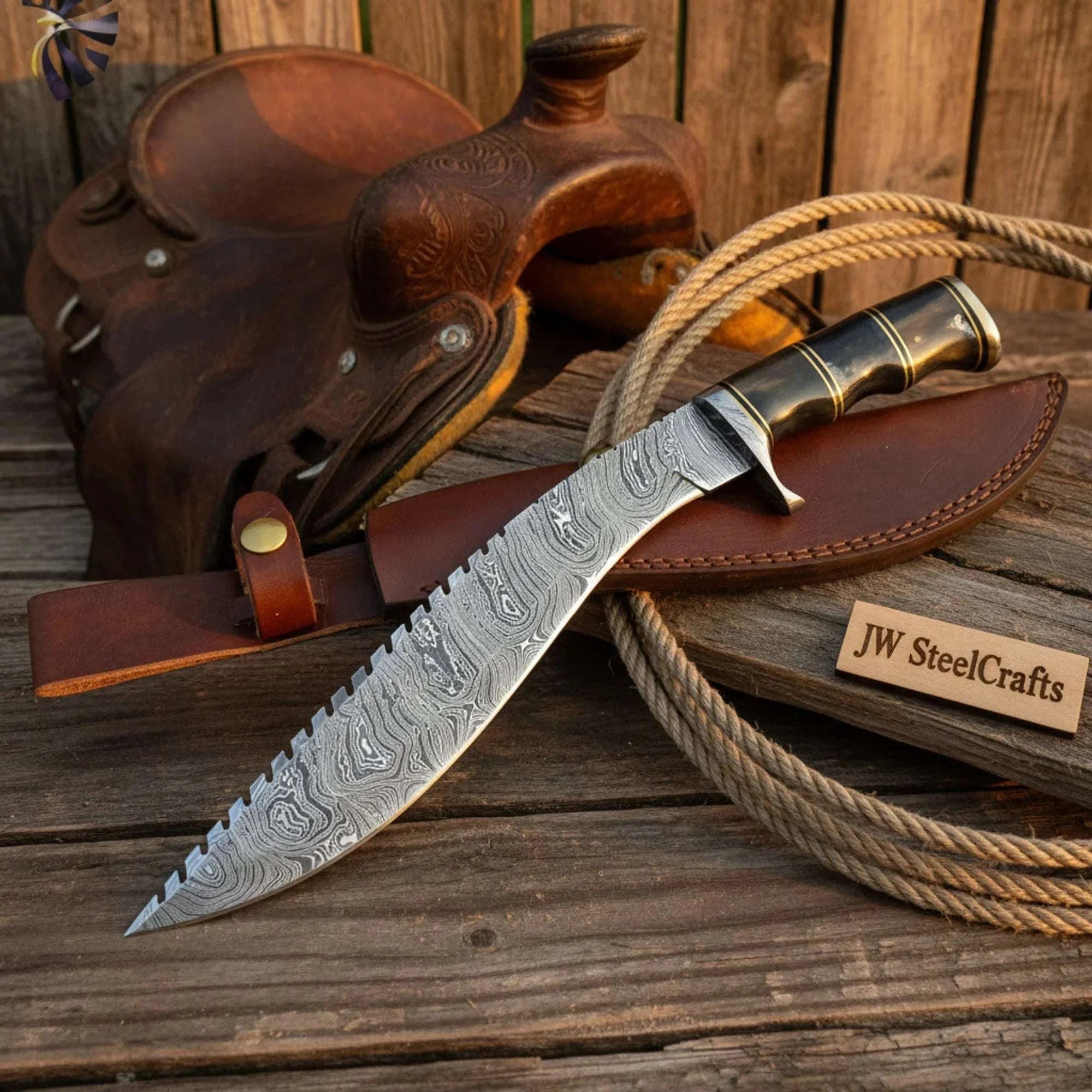 Palmarius Outdoors Sawback Kukri knife 16" Pakka Wood Handle Brass Spacer Gurkha Leather Sheath Kukri Knife