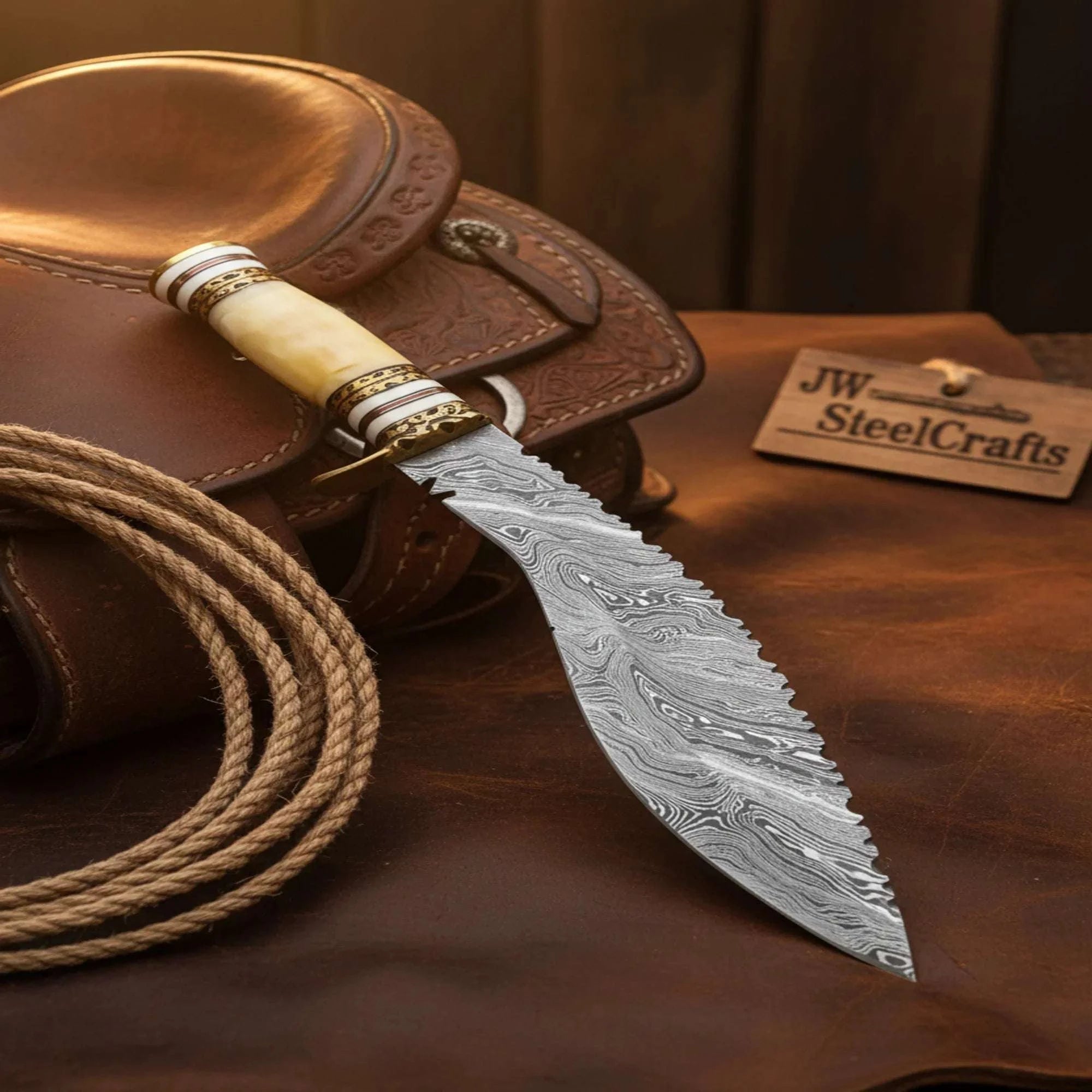 Palmarius Outdoors Eagle Kukri Hunting Knife with Camel Bone Handle Kukri Knife