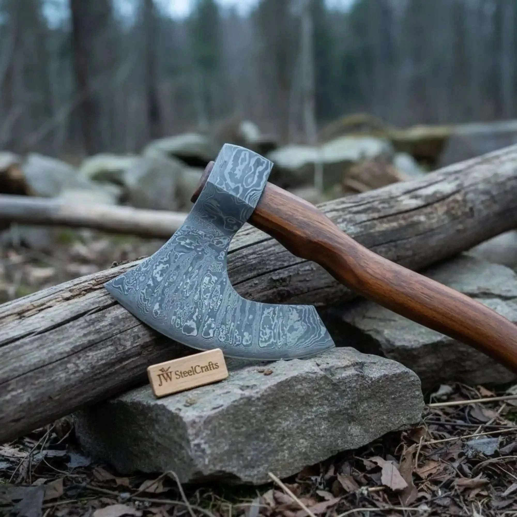 Palmarius Outdoors Viking Damascus Bearded Axe with 19 Inch Rosewood Handle Handmade Axe