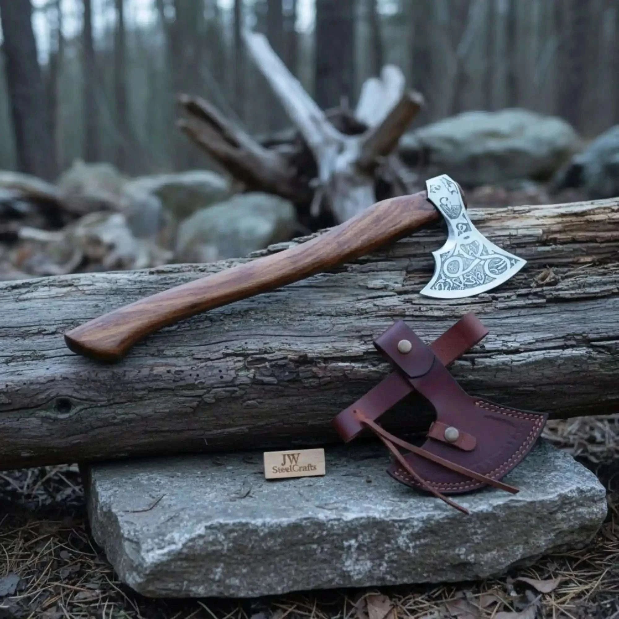 Palmarius Outdoors Viking Celtic Knot Hatchet with Full Cheek Knotwork Engraving Handmade Axe