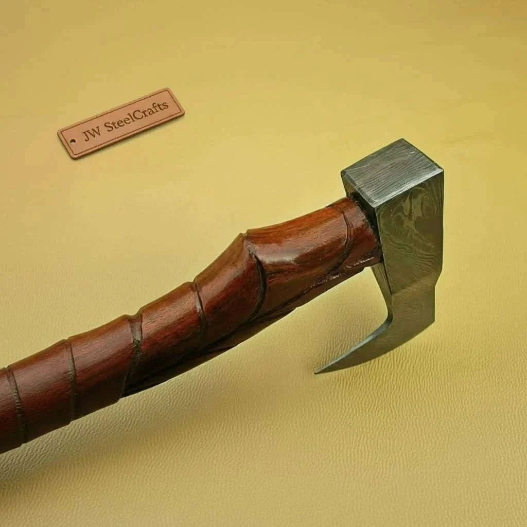 Palmarius Outdoors Custom Handmade Damascus steel Viking axe With Pure Leather sheath Handmade Axe