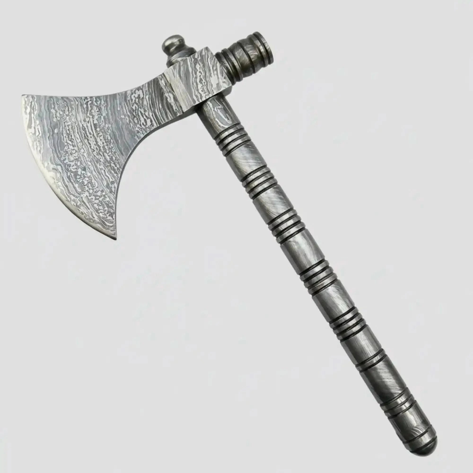 Palmarius Outdoors Damascus Steel Tabar Style Hand Axe with Crescent Edge and Spike | JW SteelCrafts Handmade Axe