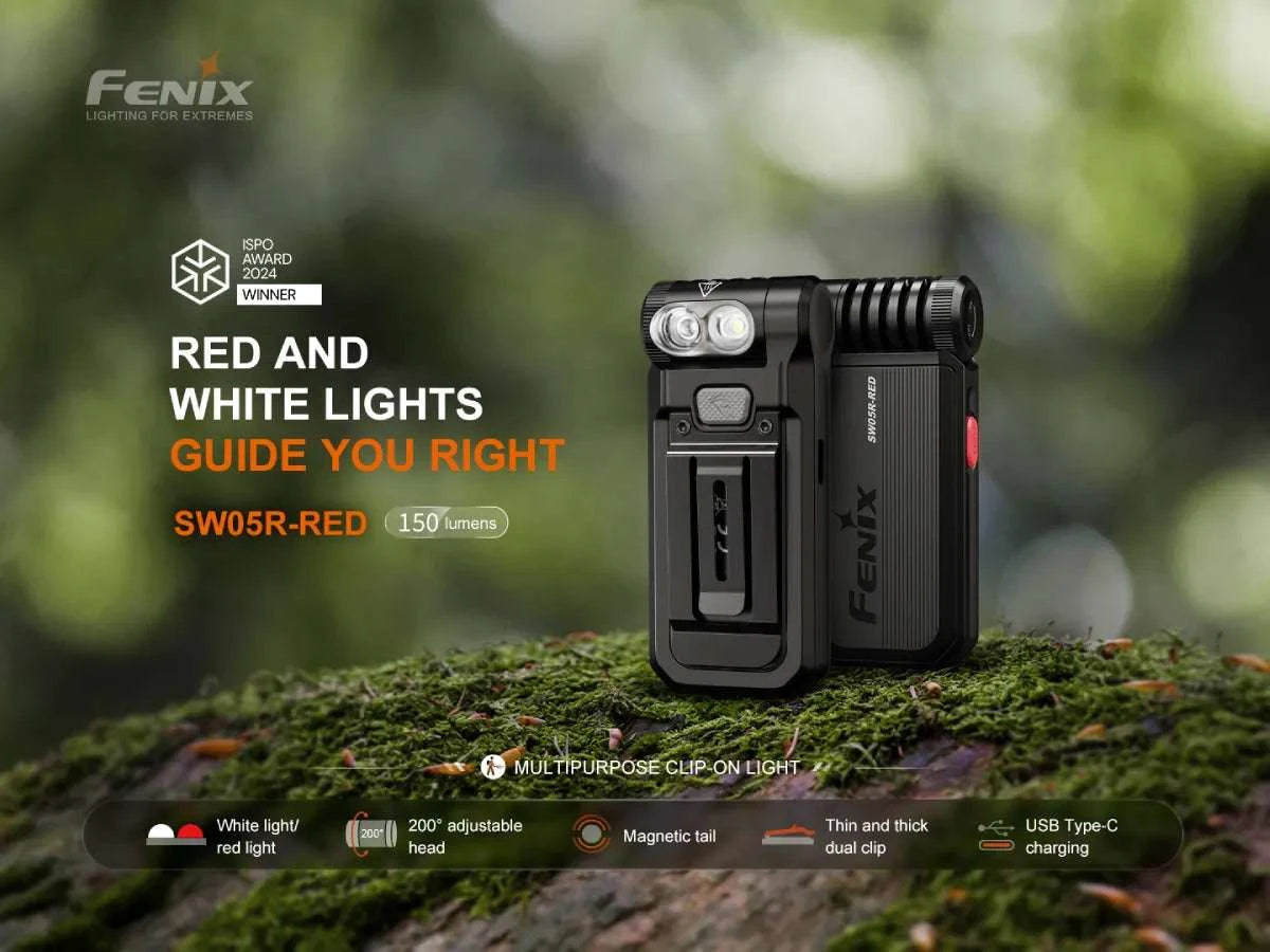 Palmarius Outdoors Fenix SW05R Multipurpose Clip-On Light with Red or UV Output EDC Flashlight