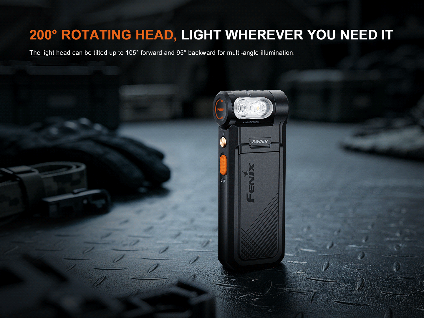 Palmarius Outdoors Fenix SW06R Multipurpose Pivoting Clip-On Light Rechargeable Flashlight