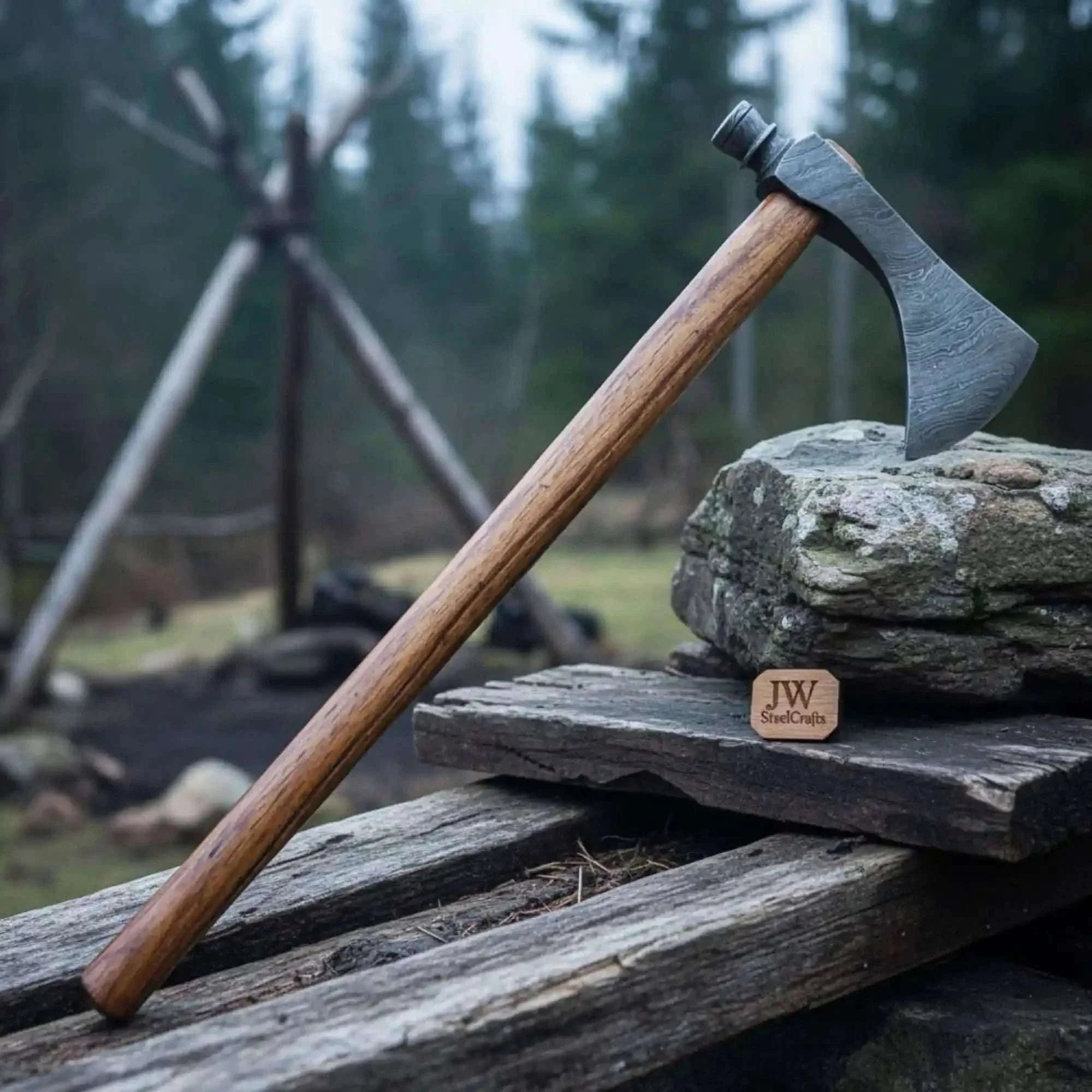 Palmarius Outdoors Smoking Bushcraft Axe for Camping, Woodcraft and Trail Chopping Handmade Axe