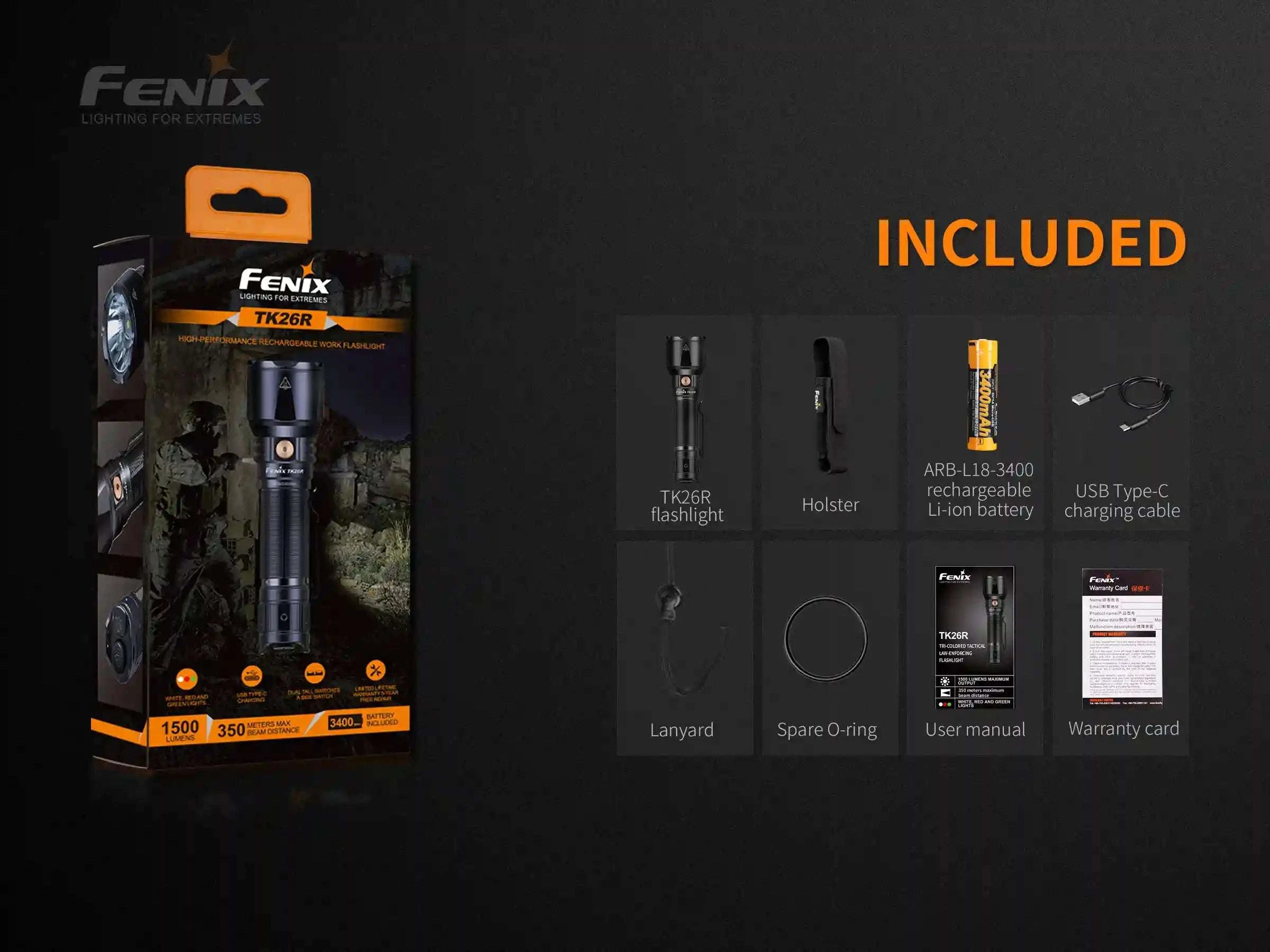 Palmarius Outdoors Fenix TK26R Tactical LED Flashlight - 1500 Lumens Tactical Flashlight