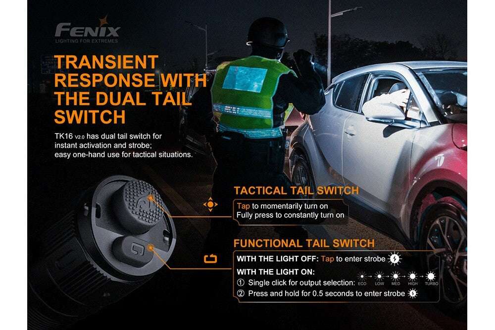 Palmarius Outdoors Fenix TK16 V2.0 Tactical Flashlight - 3100 Lumens Tactical Flashlight