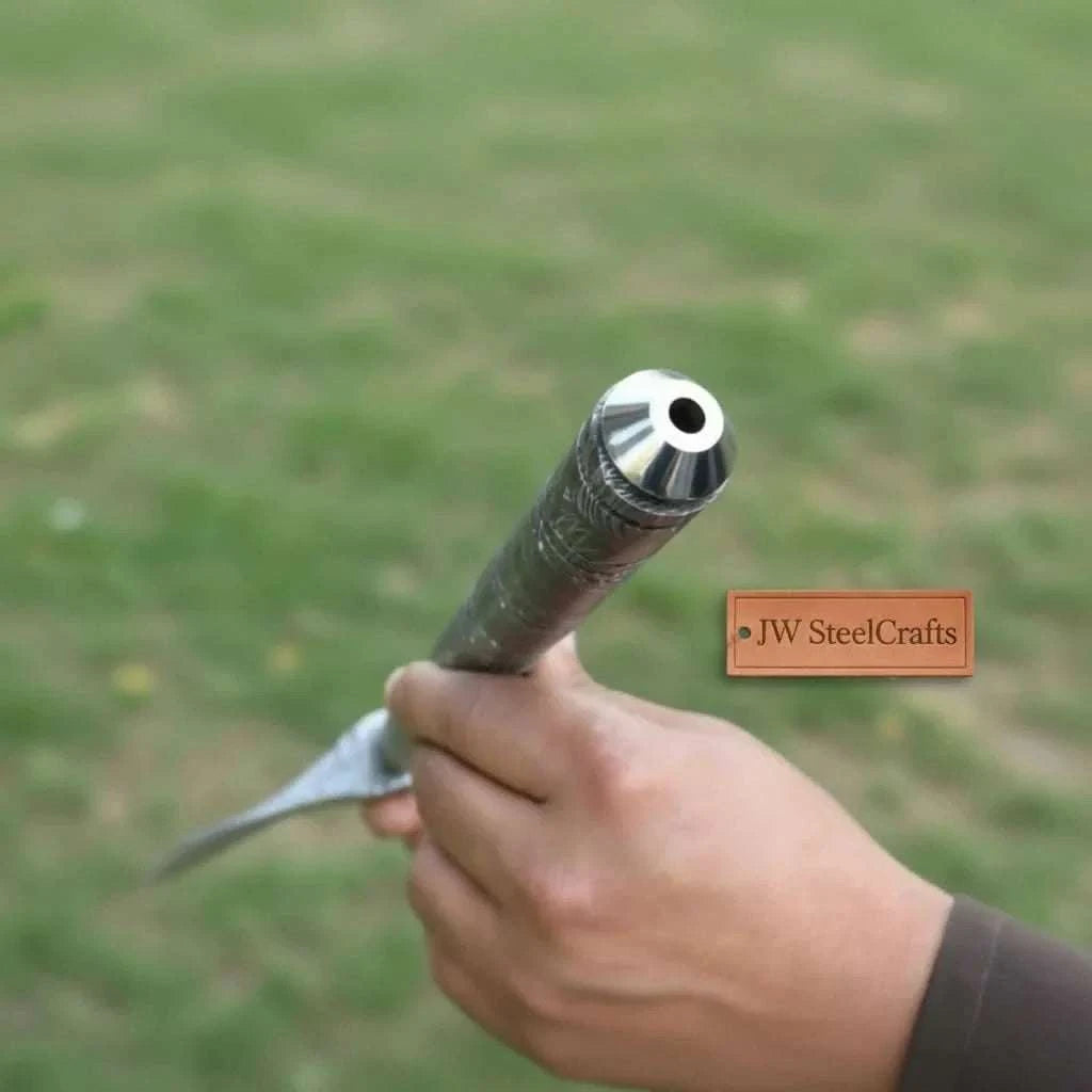 Palmarius Outdoors Damascus Steel Tabar Style Hand Axe with Crescent Edge and Spike | JW SteelCrafts Handmade Axe