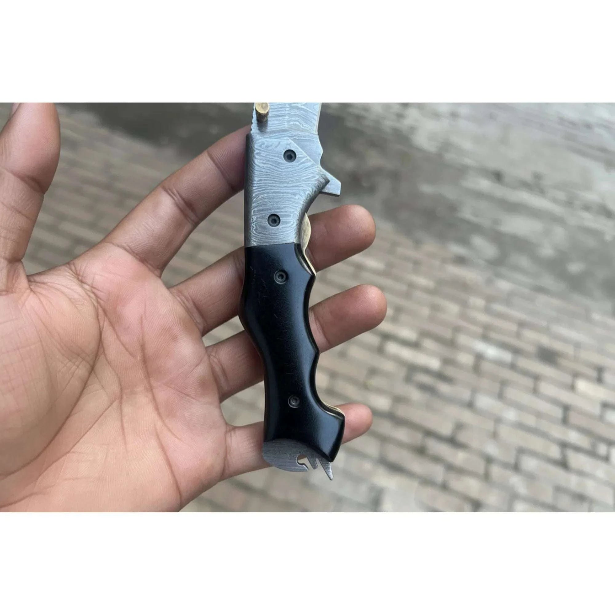 Palmarius Outdoors Blacktanto Ridge Folder Knife 8" Handmade Damascus Micarta Handle Folding Knife