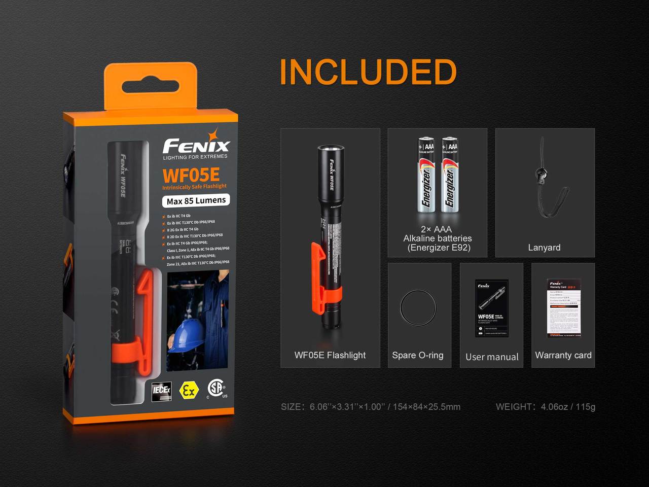 Palmarius Outdoors Fenix WF05E Intrinsically Safe Flashlight Work Flashlight