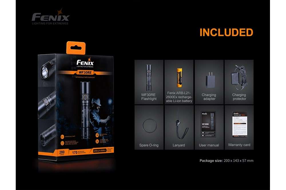 Palmarius Outdoors Fenix WF30RE Intrinsically Safe Flashlight - discontinued Work Flashlight