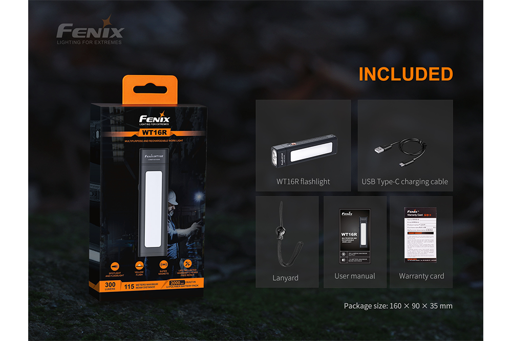 Palmarius Outdoors Fenix WT16R Rechargeable Work Light Work Flashlight