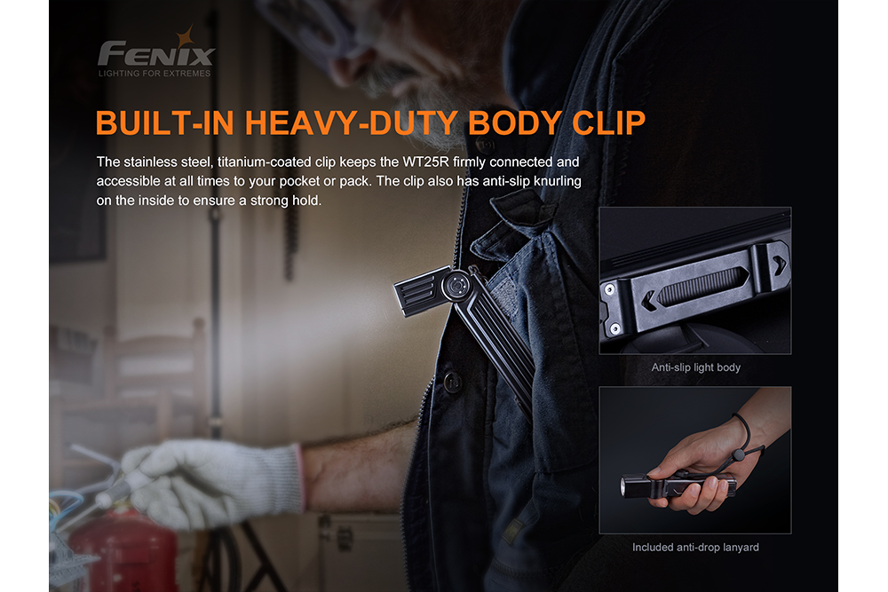 Palmarius Outdoors Fenix WT25R Adjustable Head LED Flashlight - 1000 Lumens Work Flashlight