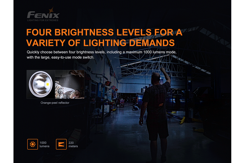 Palmarius Outdoors Fenix WT25R Adjustable Head LED Flashlight - 1000 Lumens Work Flashlight