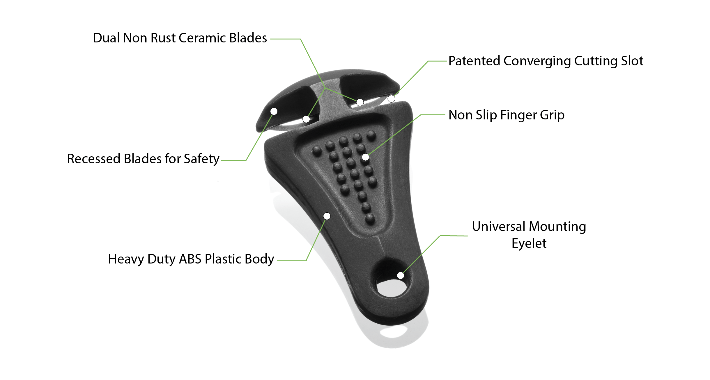 Palmarius Outdoors Line Cutterz Ceramic Blade Zipper Pull - Black Zipper Pull