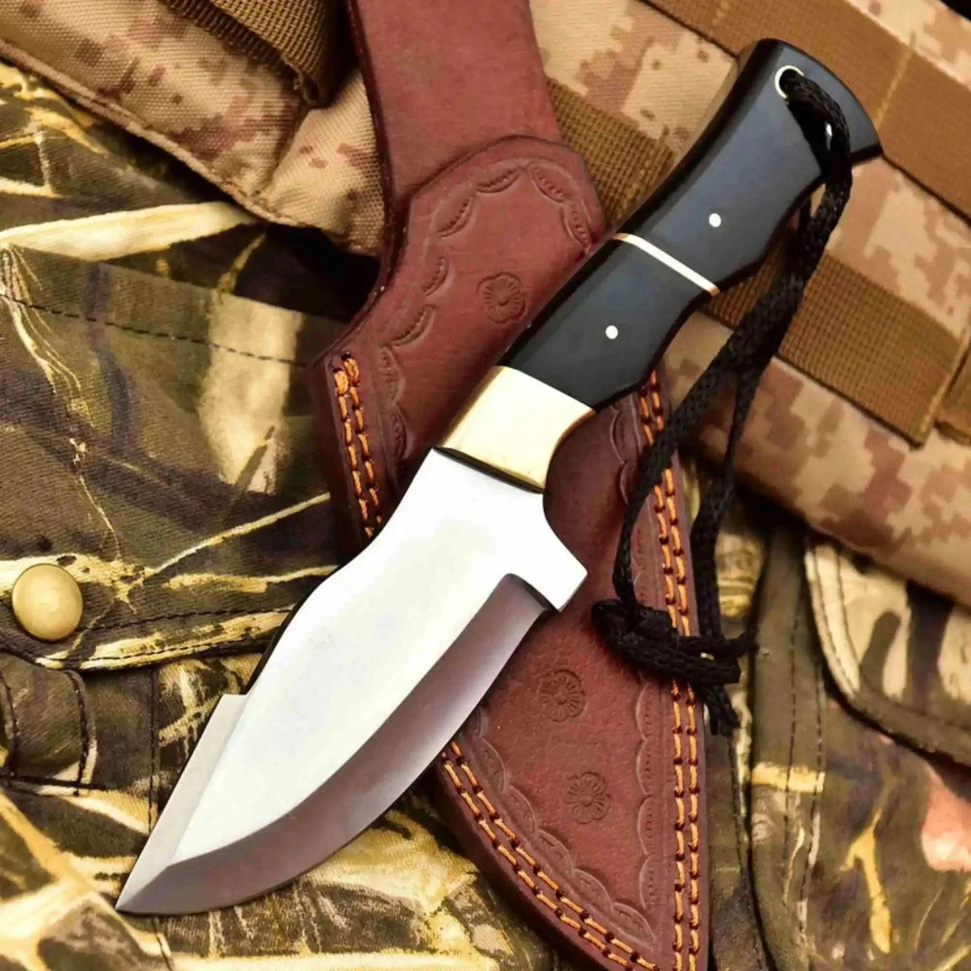 Palmarius Outdoors Handcrafted Stainless Steel Outdoor Knife with Black Resin Handle | JW SteelCrafts Skinner Knife