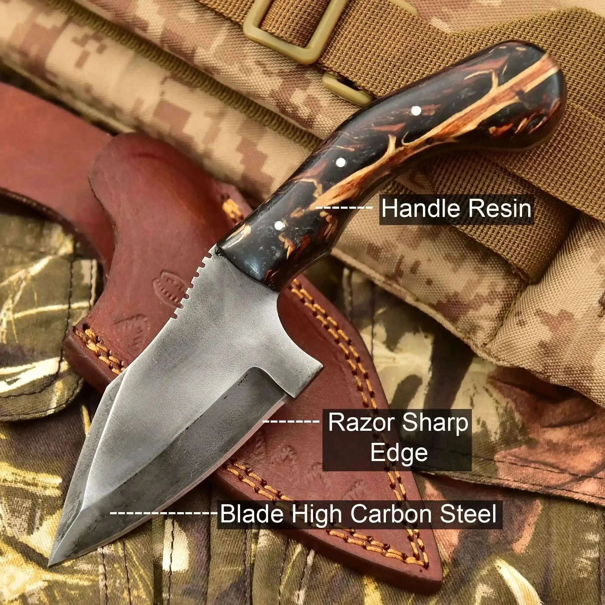Palmarius Outdoors Acid Washed Stainless Steel Hunting Knife – Pinecone Handle | Outdoor & Camping Knife Hunting Knife