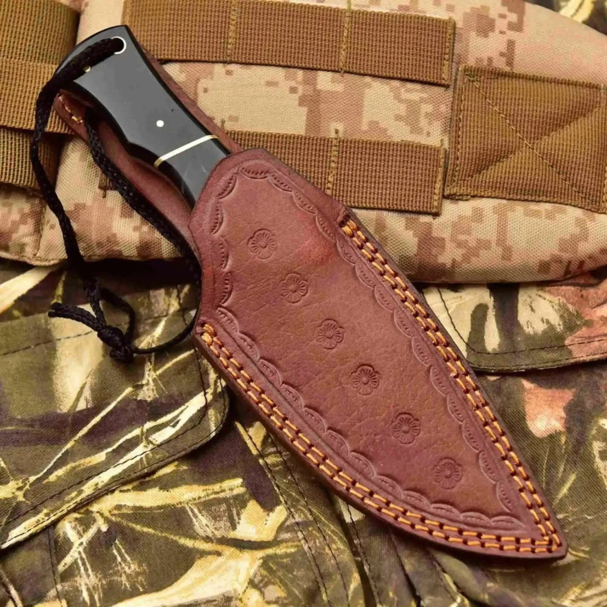 Palmarius Outdoors Handcrafted Stainless Steel Outdoor Knife with Black Resin Handle | JW SteelCrafts Skinner Knife