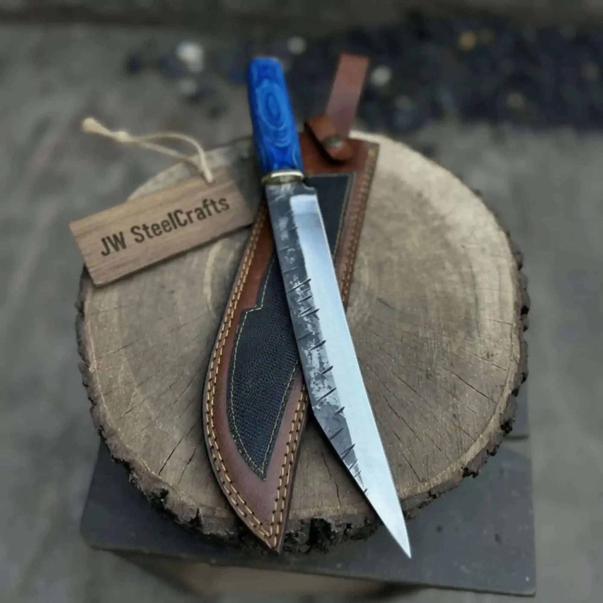 Palmarius Outdoors Handmade Viking Seax Knife Carbon Steel Blade with Pakka Wood Handle 