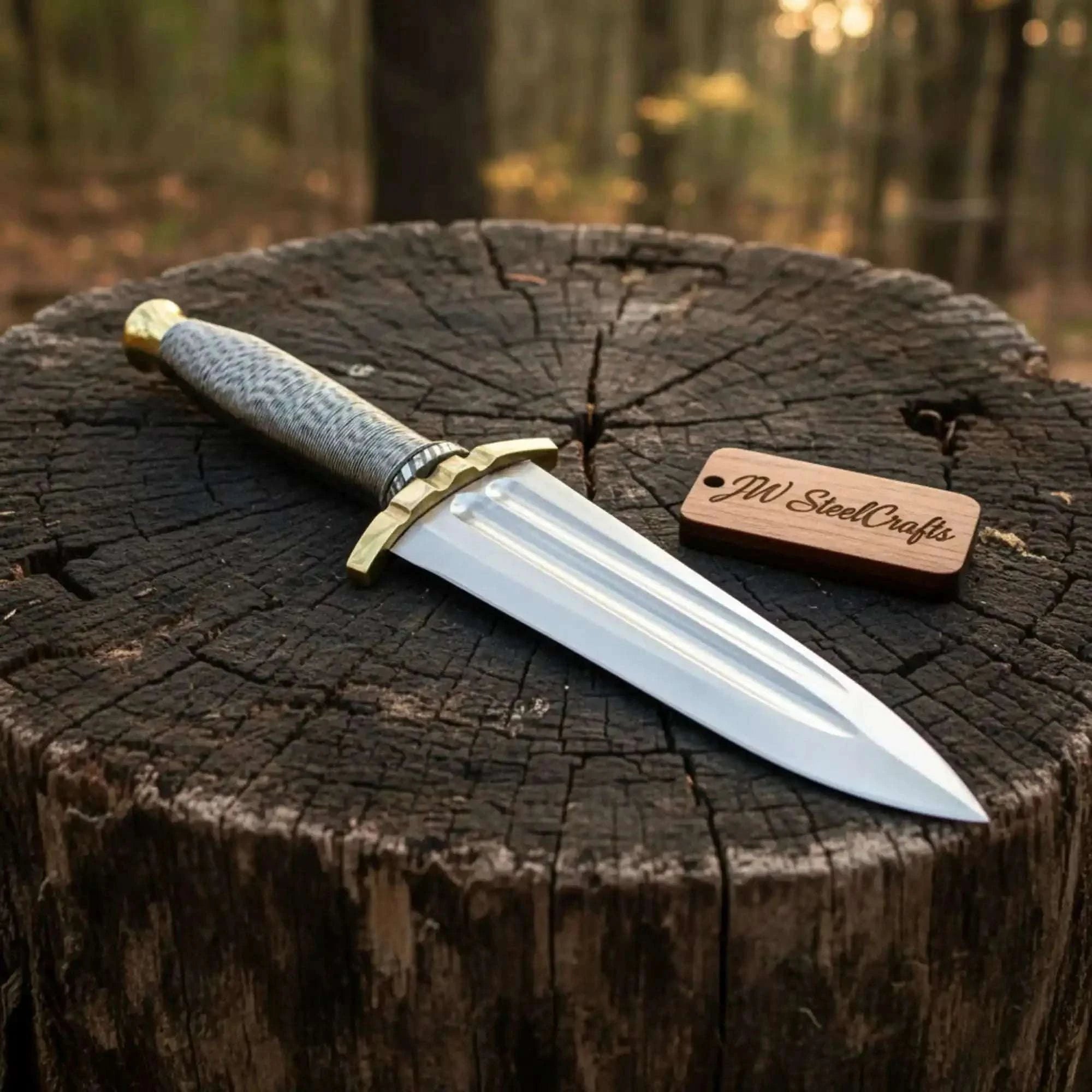 Palmarius Outdoors Handmade Carbon Steel Dagger Knife with Mirror Polished Blade 