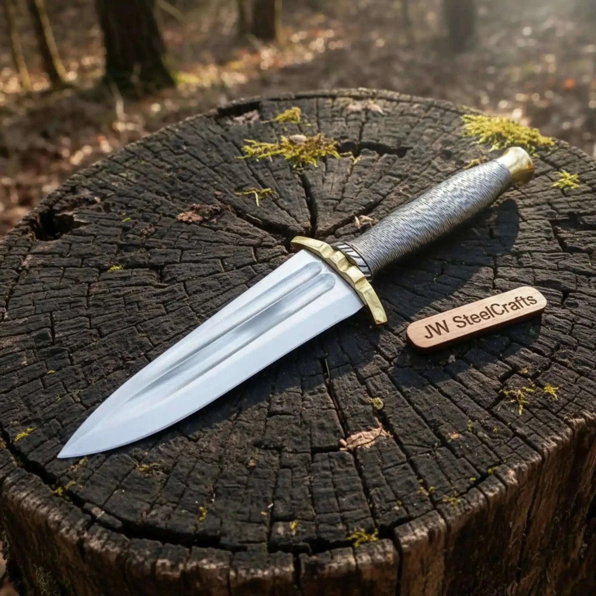 Palmarius Outdoors Handmade Carbon Steel Dagger Knife with Mirror Polished Blade 