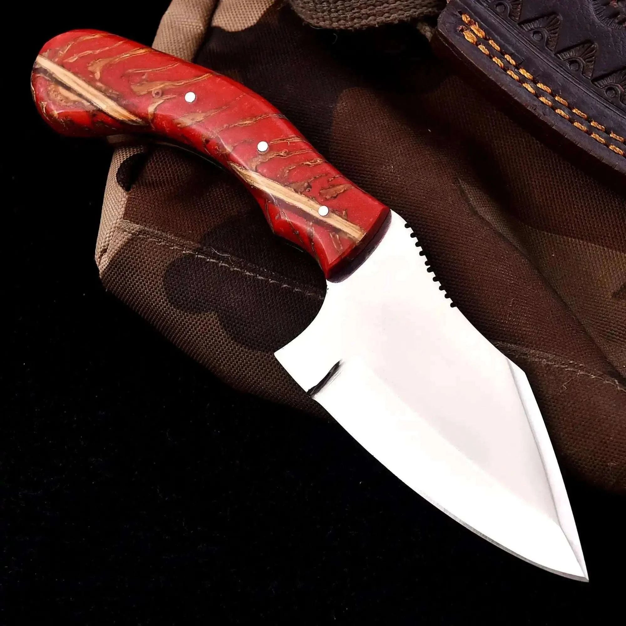 Palmarius Outdoors Pinecone Handle Fixed Blade Knife 4” Stainless Steel Blade | JW SteelCrafts Skinner Knife
