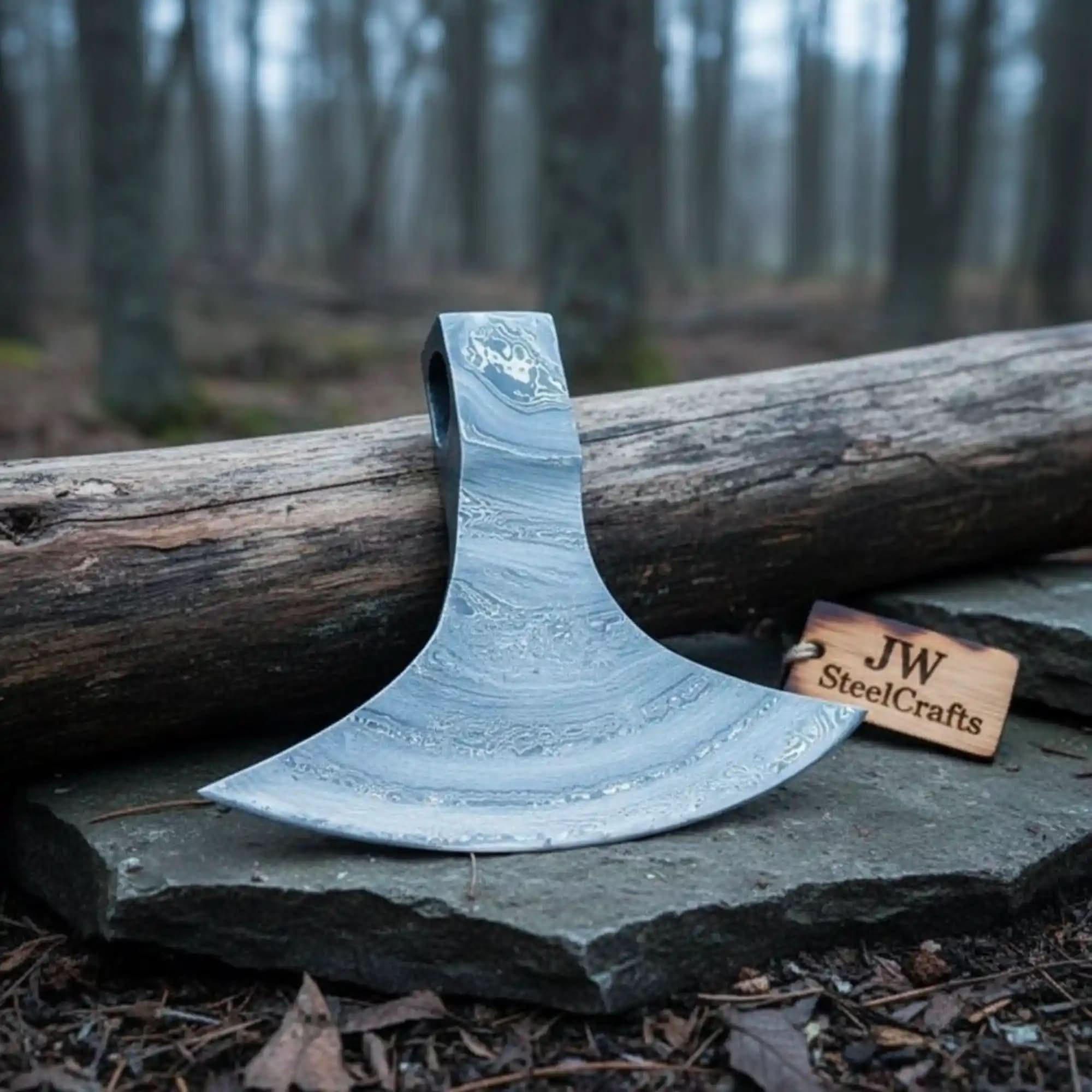 Palmarius Outdoors Duskmoor Axe Head 7" Handmade Damascus Steel Bearded Axe Blank Axe head Blank