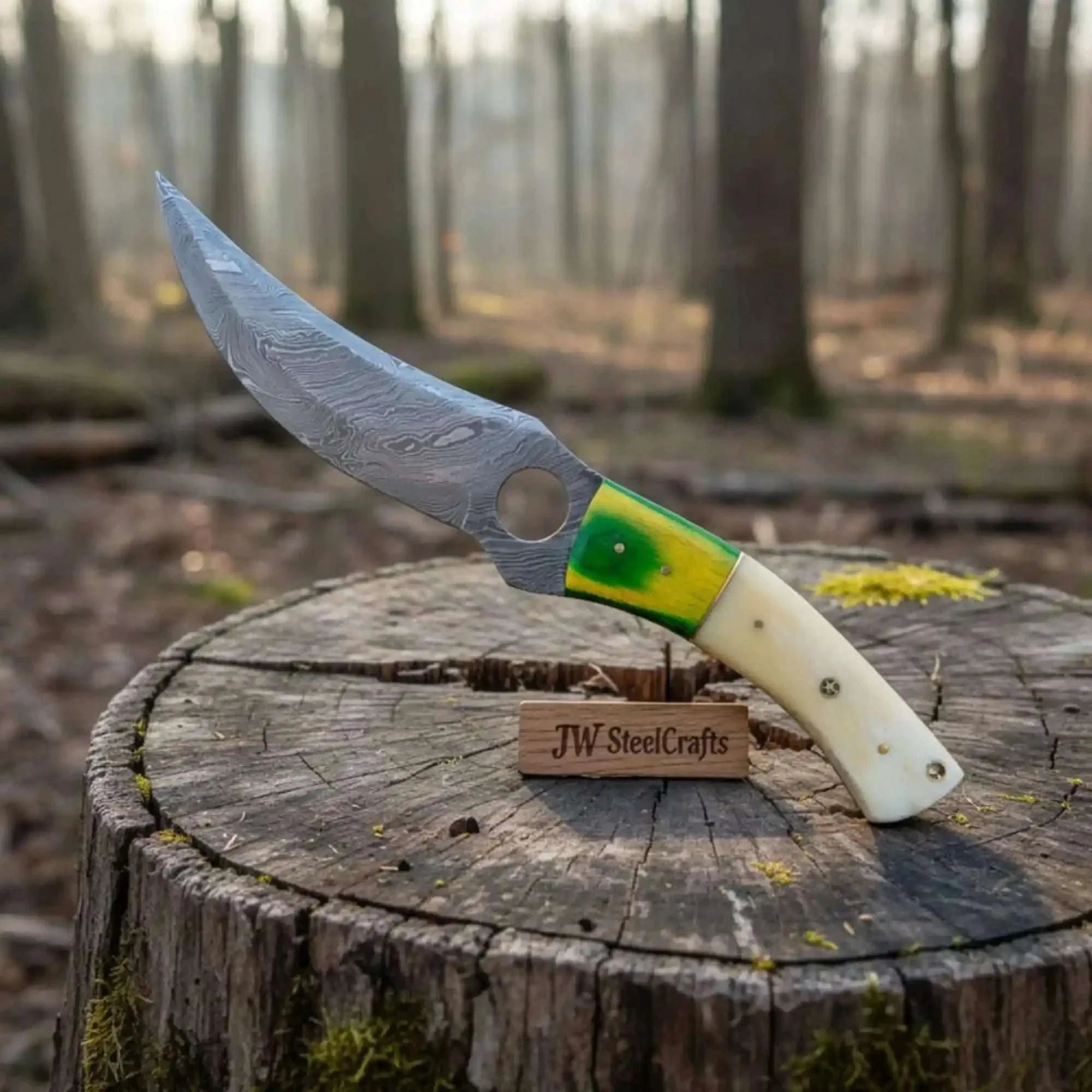 Palmarius Outdoors Damascus Hunting Knife 8.5” Fixed Blade Skinner Knife