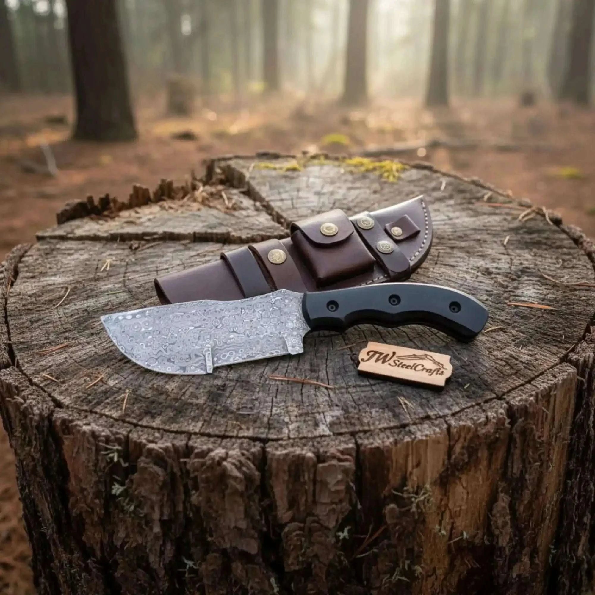 Palmarius Outdoors Custom Handmade - 12.Inches Beautiful Full Damascus Tracker knife Handmade Tracker Knives