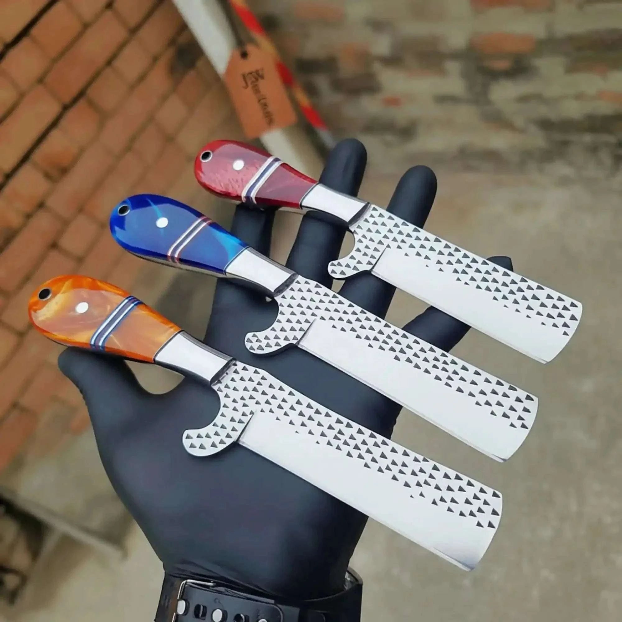 Palmarius Outdoors Rasp Steel Ranch Bull Cutter Knife Set with Resin Handles 