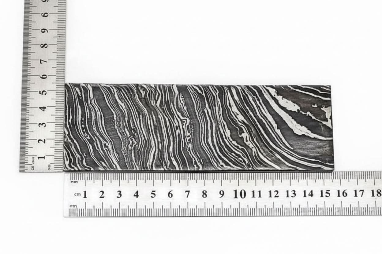 Palmarius Outdoors Damascus Steel Billet Bar 4mm Thick Pattern Welded Blank for Knife Making Bullet bar
