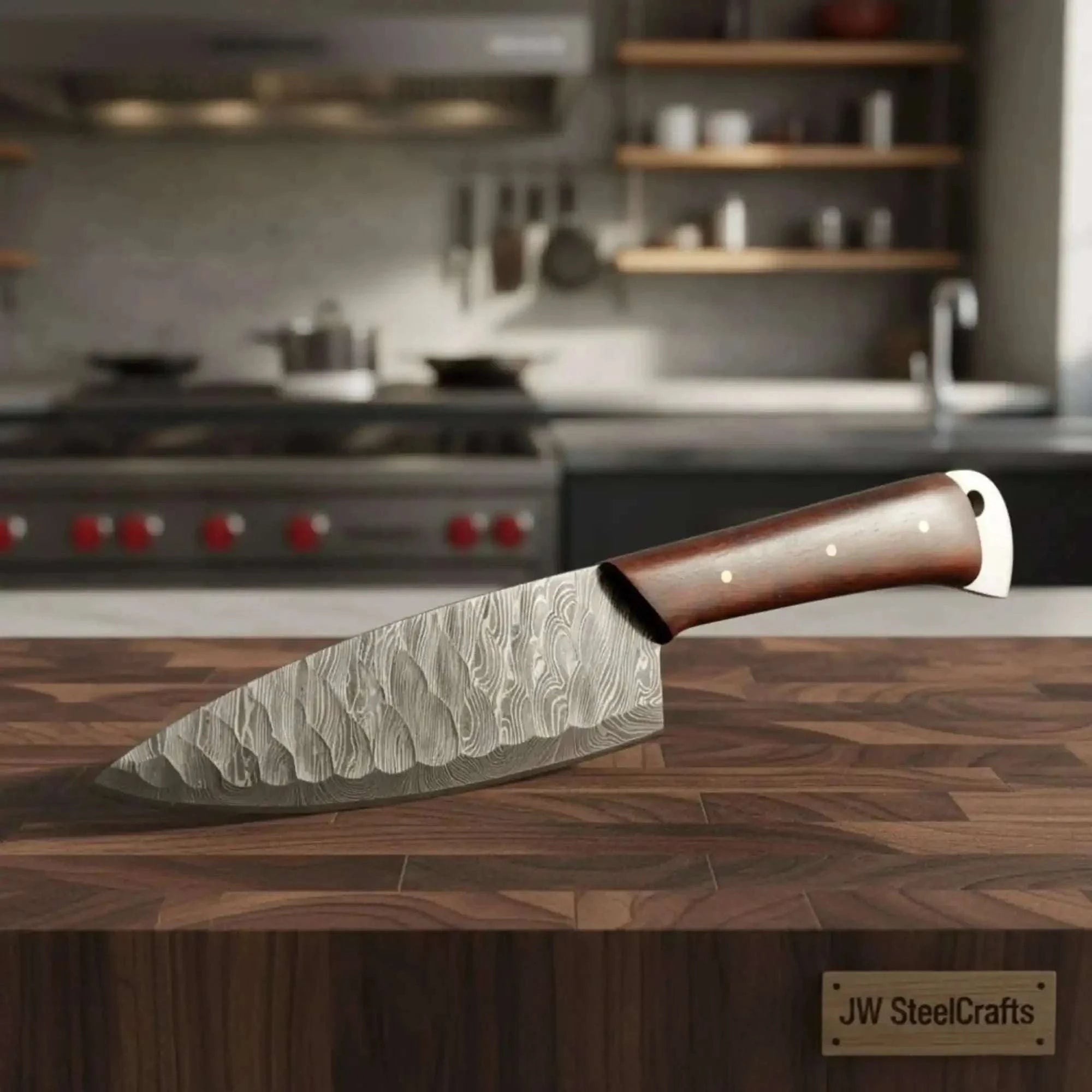 Palmarius Outdoors 7 Inch Hammered Damascus Chef Knife – Hand Forged with Rosewood Handle Damascus Steel Chef Knives