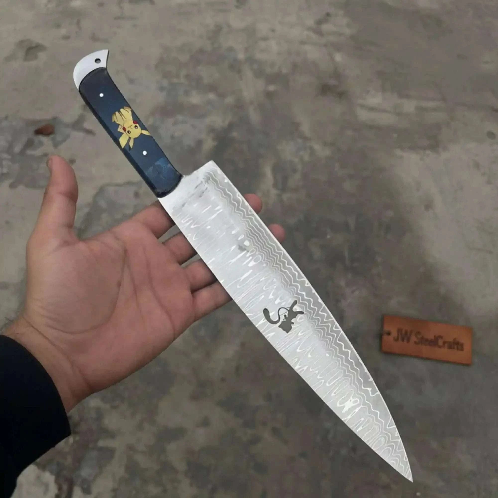 Palmarius Outdoors Damascus Japanese Style Gyuto Chef Knife Handmade 9-Inch Blade with Blue Resin Handle 