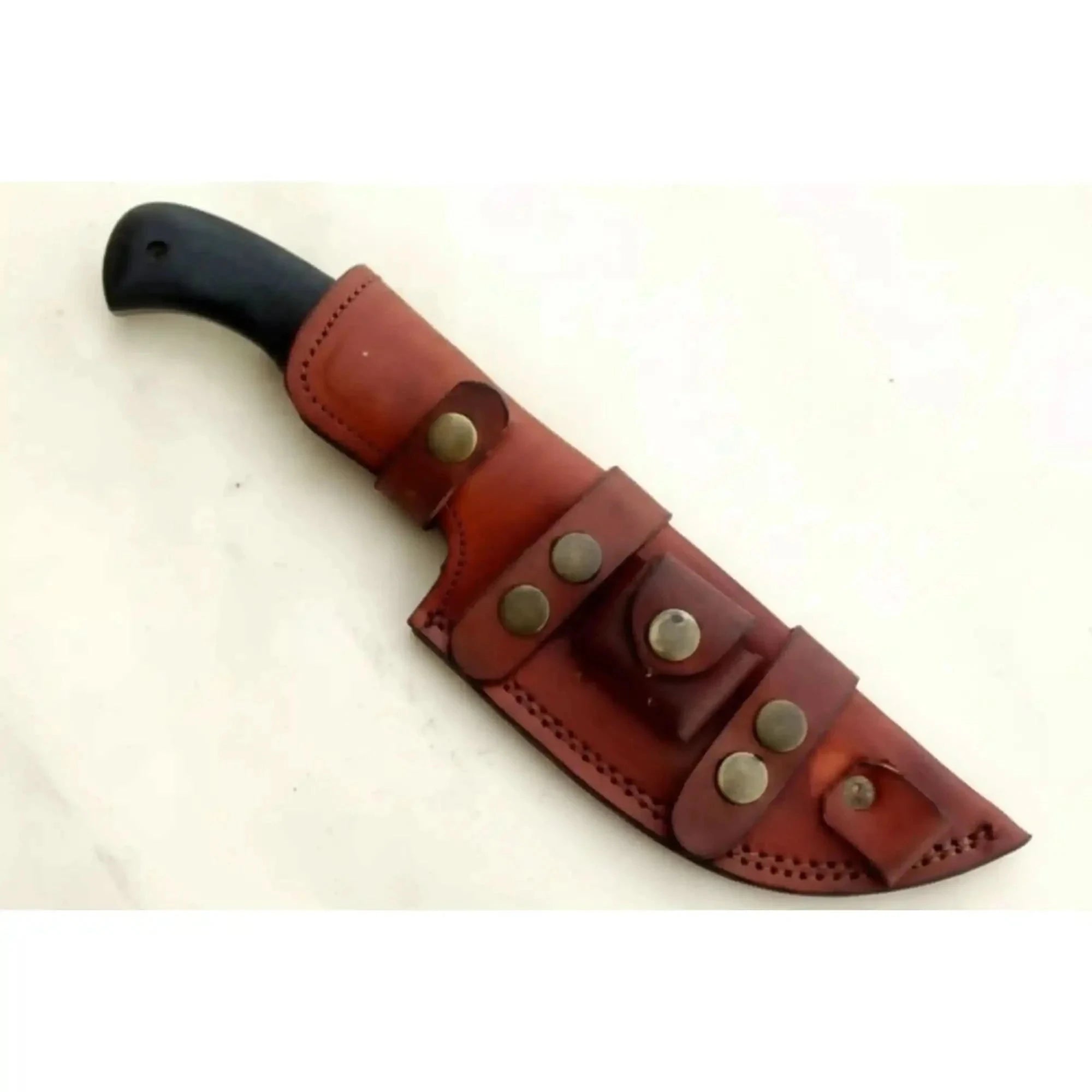 Palmarius Outdoors Damascus Steel Tracker Knife with Black Handle – 10 Inch Overall Handmade Tracker Knives