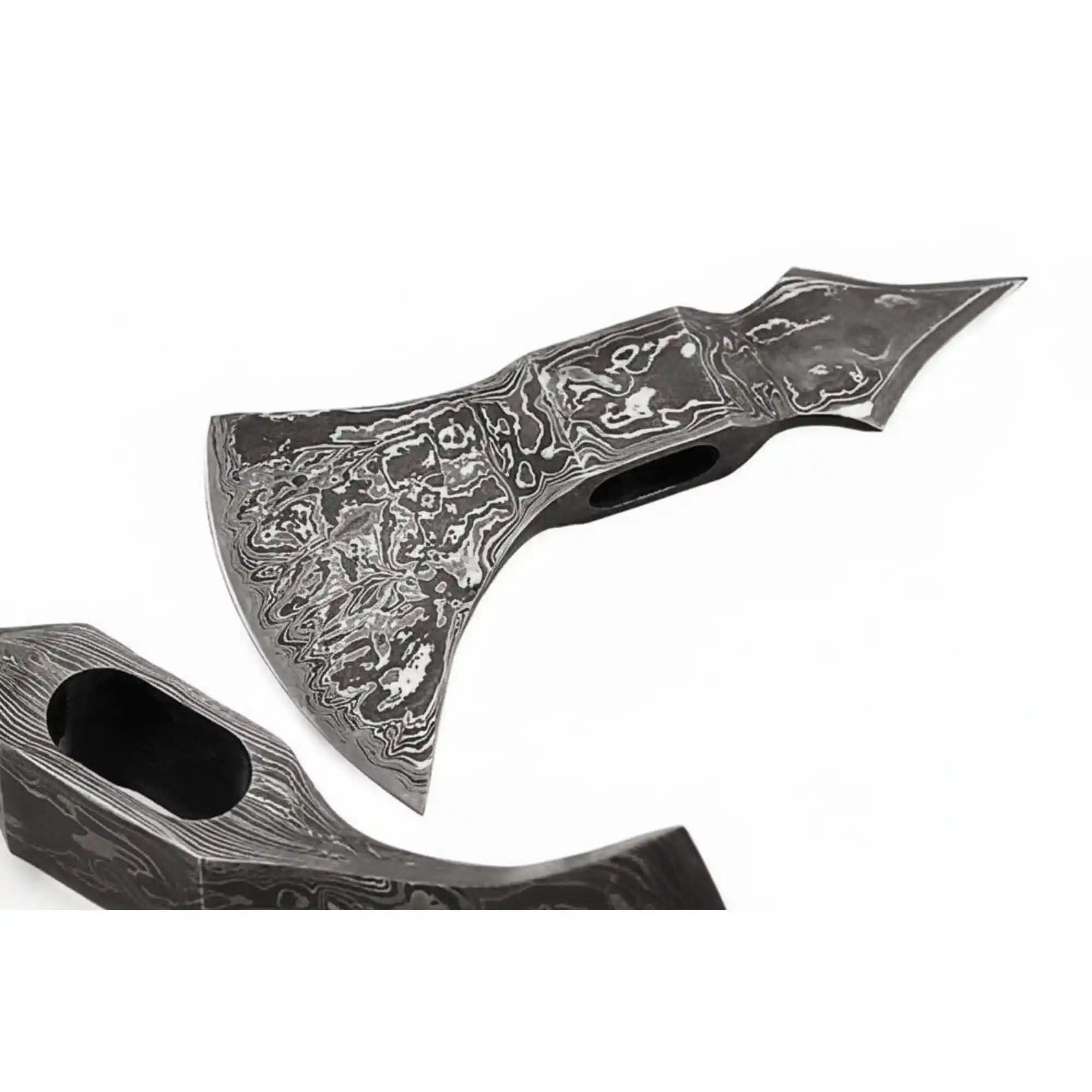 Palmarius Outdoors Ravenspine Spike Axe 7" Handmade Damascus Bearded Head with Spike Axe head Blank