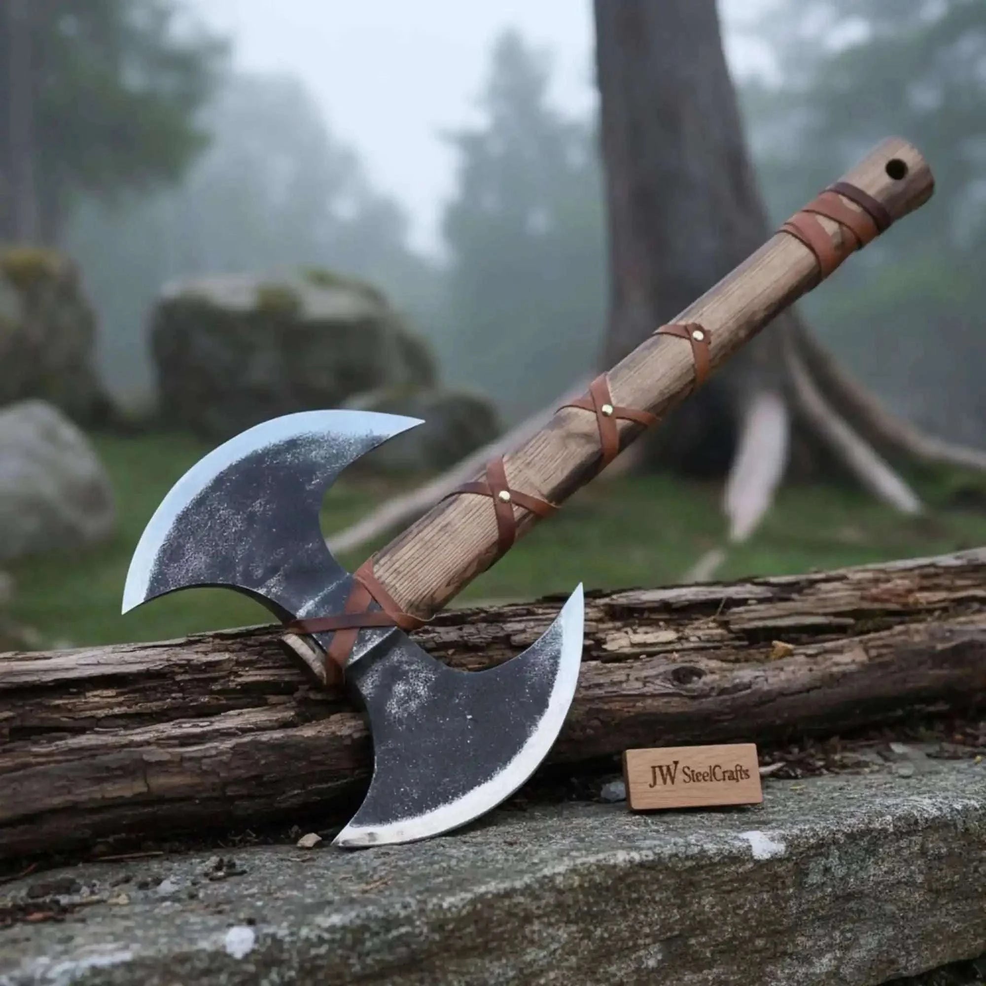 Palmarius Outdoors Unique Double-Headed Viking Axe - Handcrafted Decor Piece | Two Styles Available | JW SteelCrafts Handmade Axe
