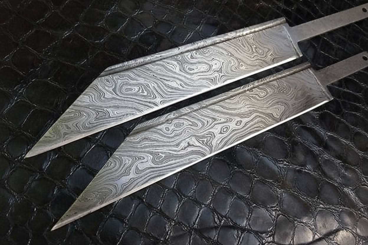 Palmarius Outdoors Ironclad Seax Blade Set 9" Handmade Damascus Steel Blade Blanks for Knife Making Knife blank Blades