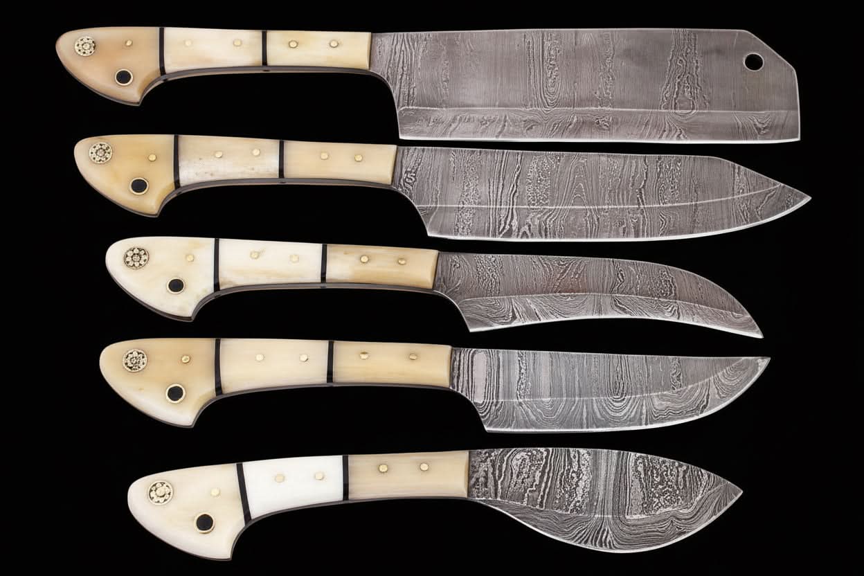Palmarius Outdoors EST Custom Handmade Damascus Steel Beautiful 5Pcs. Kitch DK-0011 