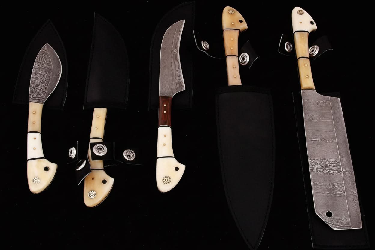 Palmarius Outdoors EST Custom Handmade Damascus Steel Beautiful 5Pcs. Kitch DK-0011 
