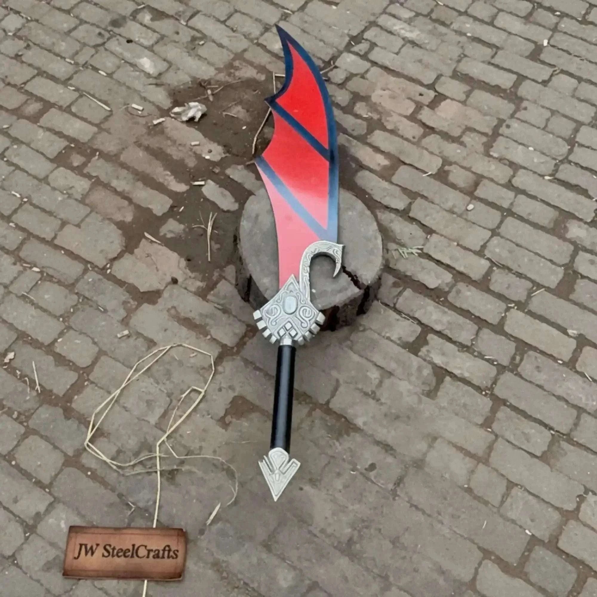 Palmarius Outdoors Handmade Crimson Wrath Dark Fantasy Warrior Sword | Red Powder-Coat Blade 