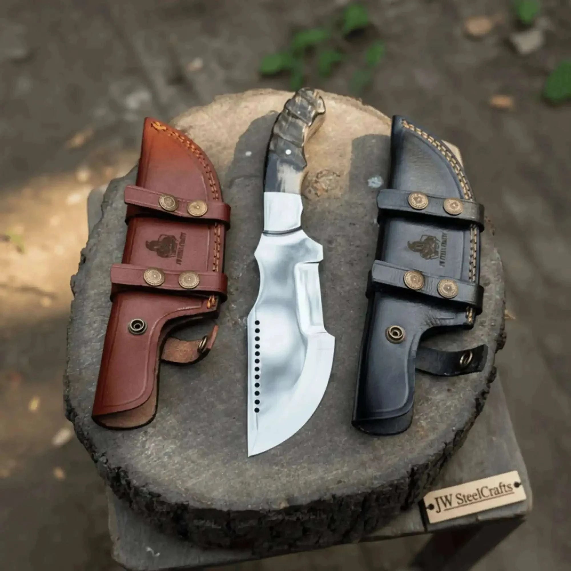 Palmarius Outdoors Handmade Forest Ranger Tracker Knife Carbon Steel Ram Horn or Wendi Wood Handle Handmade Tracker Knives