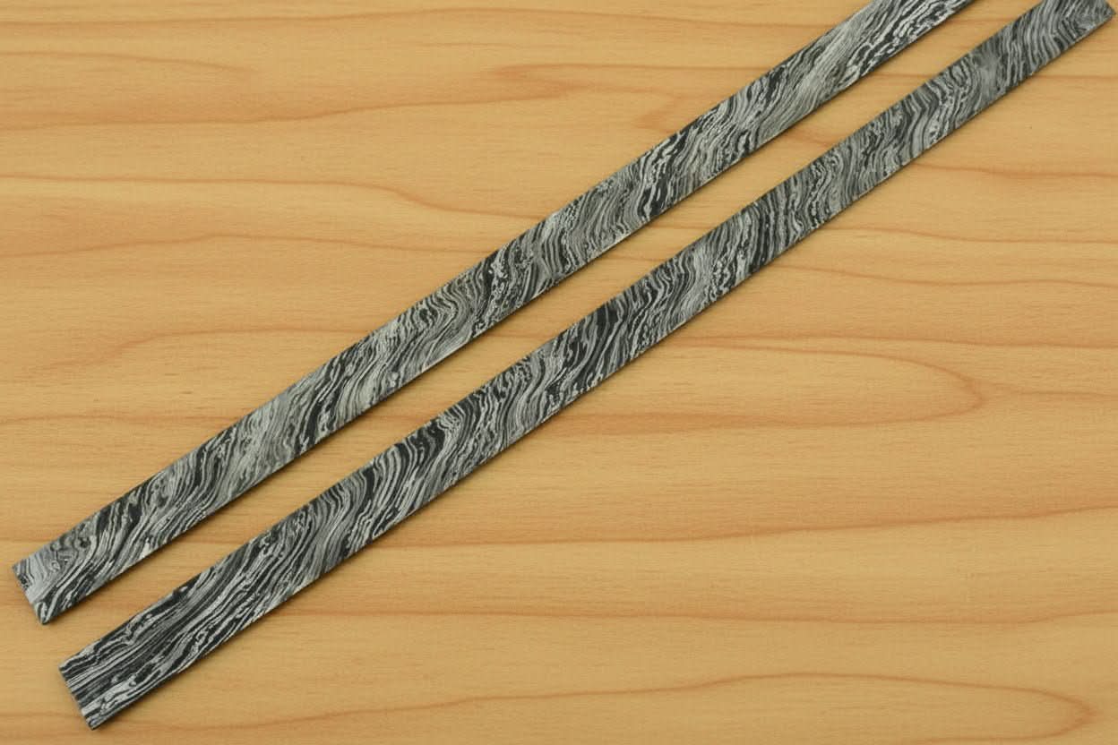 Palmarius Outdoors Ridgeline Damascus Steel Bar 20" Pair 1.5" Wide Pattern Welded Stock for Knife Blades and Tool Making Bullet bar