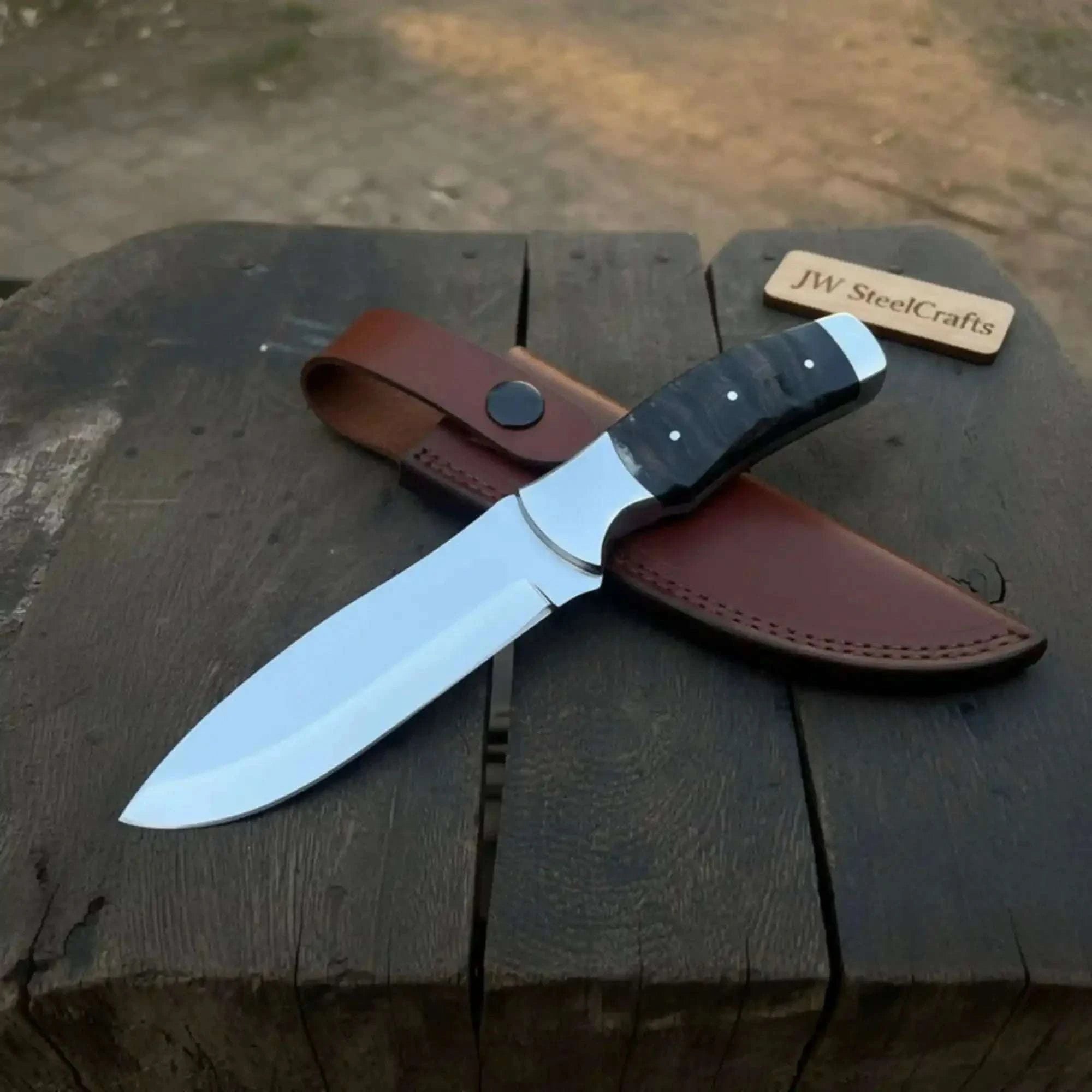 Palmarius Outdoors Handmade Blackjack Hunting Knife 9" Full Tang Drop Point Blade with Ram Horn Handle Hunting Knife