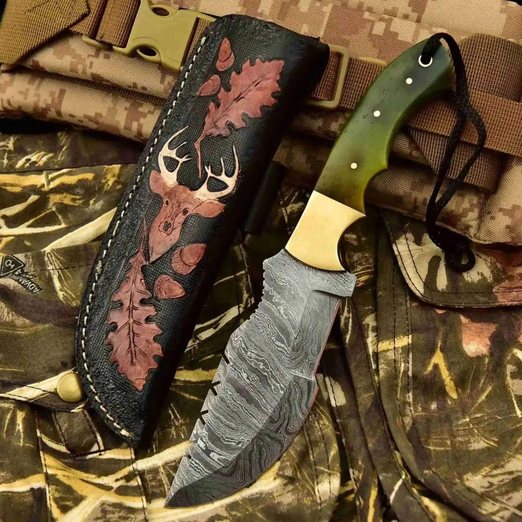 Palmarius Outdoors Canyon Tracker Survival Knife Damascus Steel Multiple Handle Colors | JW SteelCrafts Handmade Tracker Knives