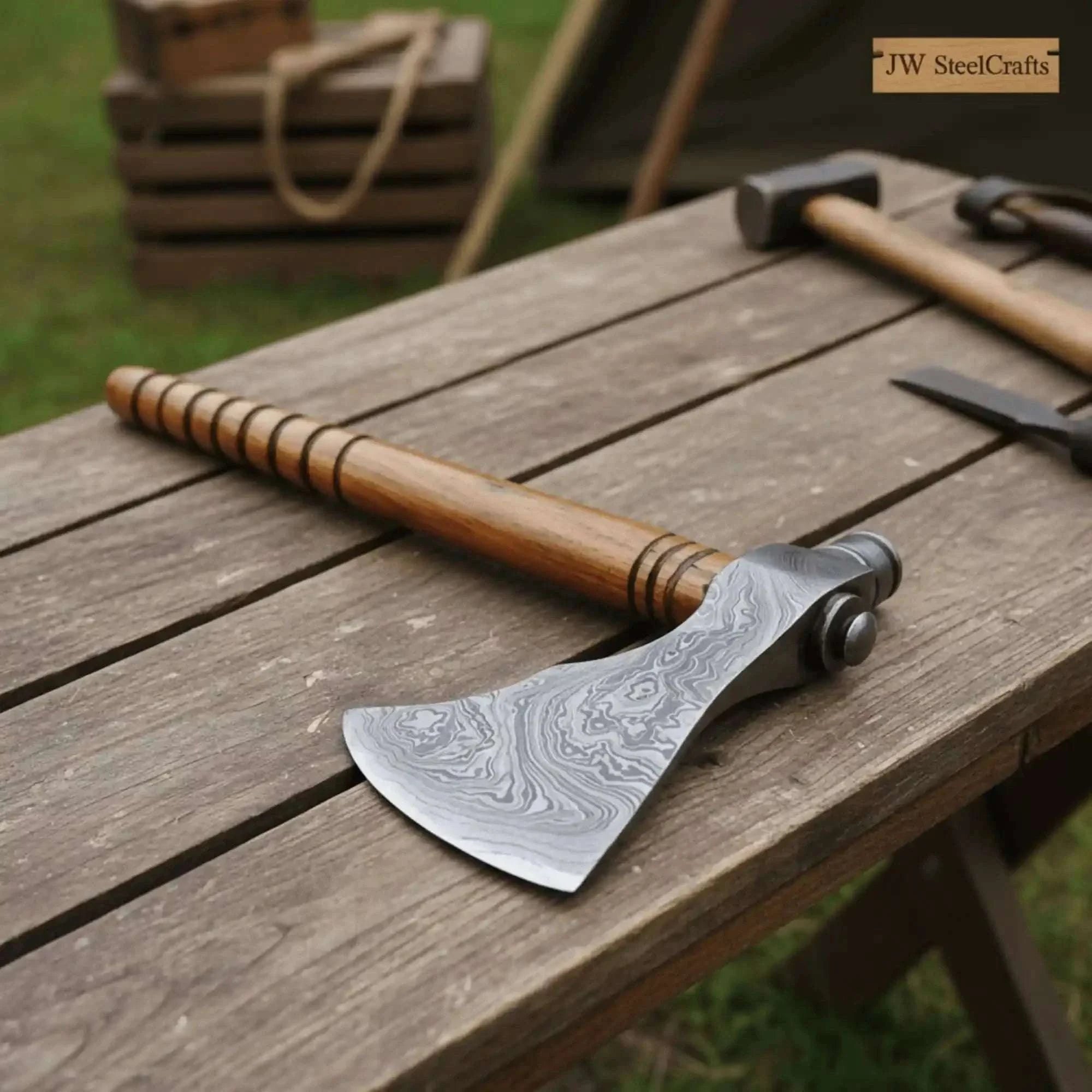 Palmarius Outdoors Beautiful handmade Damascus steel Smoking Axe "Unique Axe"Limited Edition Handmade Axe